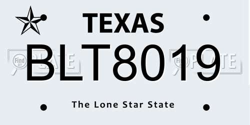 BLT8019 Texas License Plate