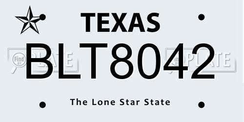 BLT8042 Texas License Plate