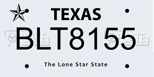 BLT8155 Texas License Plate