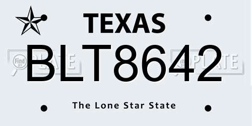 BLT8642 Texas License Plate