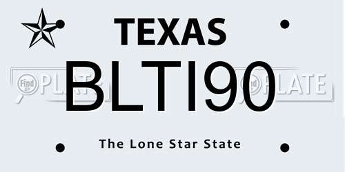 BLTI90 Texas License Plate