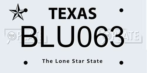 BLU063 Texas License Plate