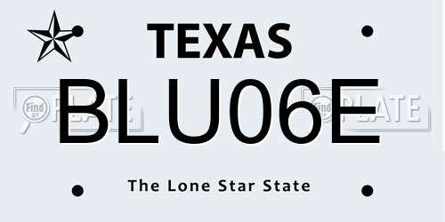 BLU06E Texas License Plate
