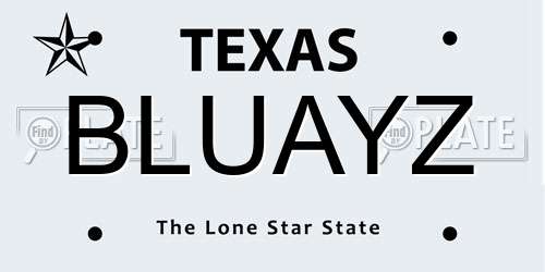 BLUAYZ Texas License Plate