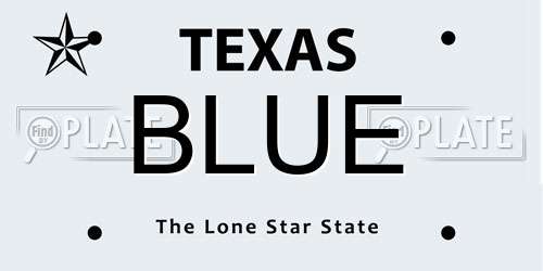 BLUE Texas License Plate