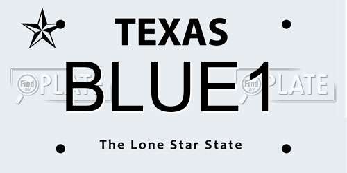 BLUE1 Texas License Plate