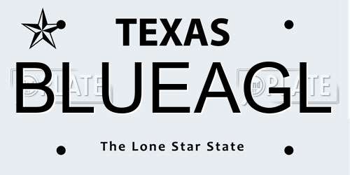 BLUEAGL Texas License Plate