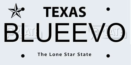 BLUEEVO Texas License Plate