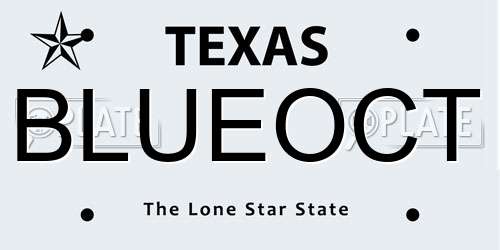 BLUEOCT Texas License Plate