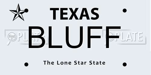BLUFF Texas License Plate