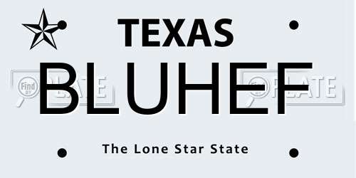 BLUHEF Texas License Plate