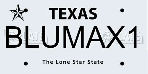 BLUMAX1 Texas License Plate