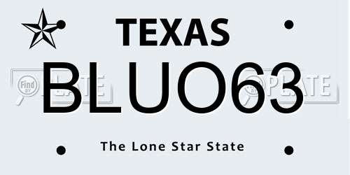BLUO63 Texas License Plate