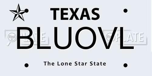 BLUOVL Texas License Plate