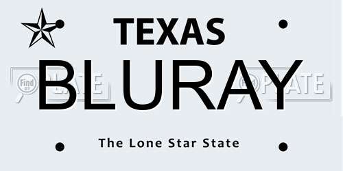 BLURAY Texas License Plate
