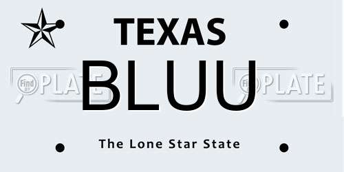 BLUU Texas License Plate