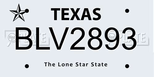 BLV2893 Texas License Plate