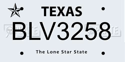 BLV3258 Texas License Plate