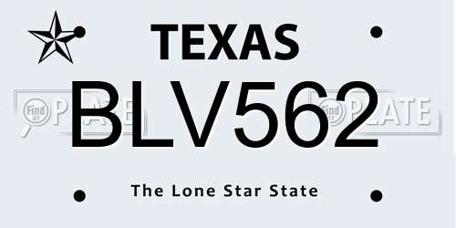 BLV562 Texas License Plate