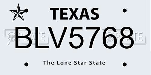 BLV5768 Texas License Plate