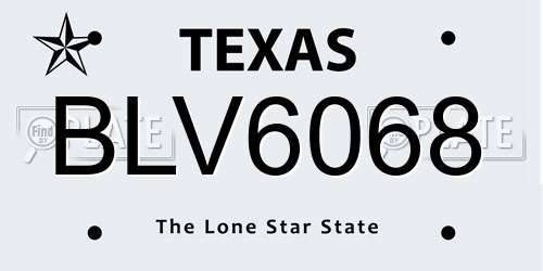 BLV6068 Texas License Plate