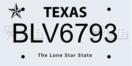BLV6793 Texas License Plate