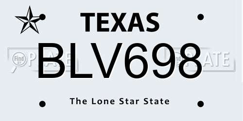 BLV698 Texas License Plate