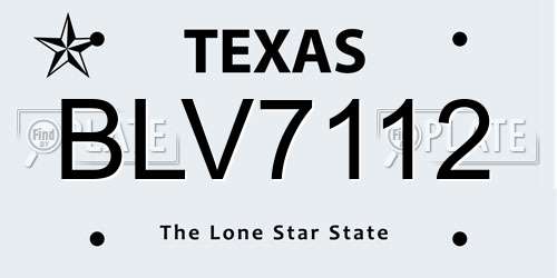 BLV7112 Texas License Plate