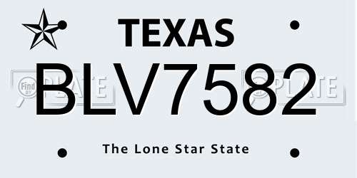 BLV7582 Texas License Plate
