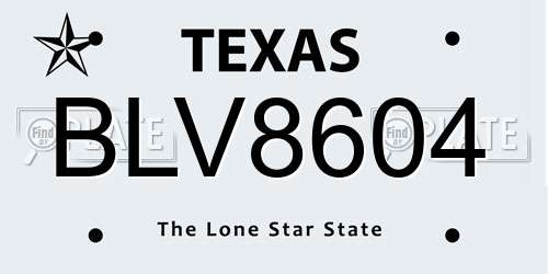 BLV8604 Texas License Plate