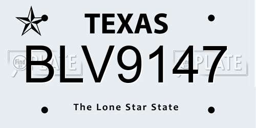 BLV9147 Texas License Plate