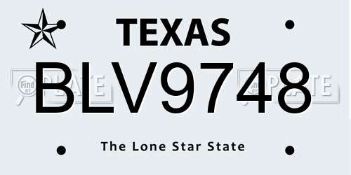 BLV9748 Texas License Plate