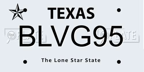 BLVG95 Texas License Plate