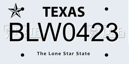 BLW0423 Texas License Plate