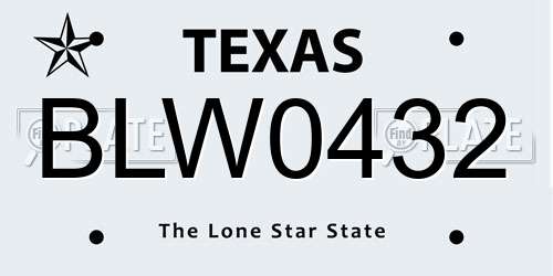 BLW0432 Texas License Plate