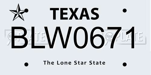 BLW0671 Texas License Plate