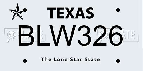 BLW326 Texas License Plate