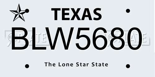 BLW5680 Texas License Plate
