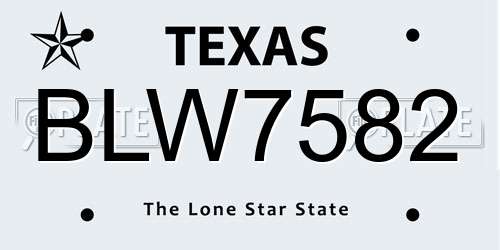 BLW7582 Texas License Plate