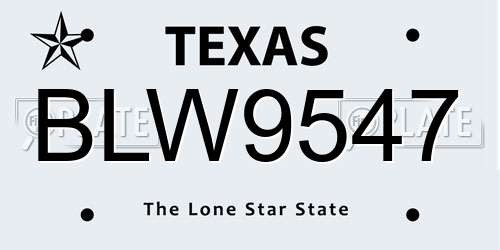 BLW9547 Texas License Plate