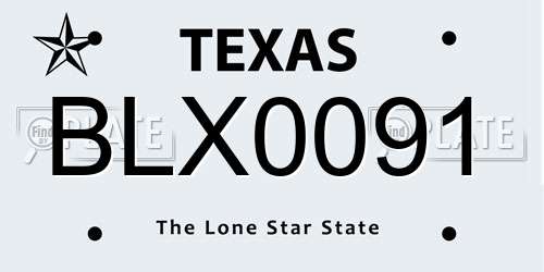BLX0091 Texas License Plate