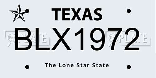 BLX1972 Texas License Plate