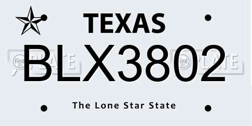 BLX3802 Texas License Plate