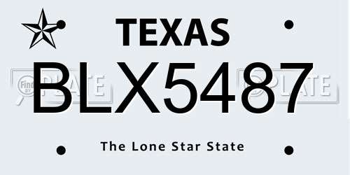 BLX5487 Texas License Plate