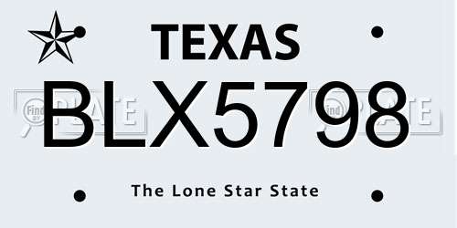 BLX5798 Texas License Plate