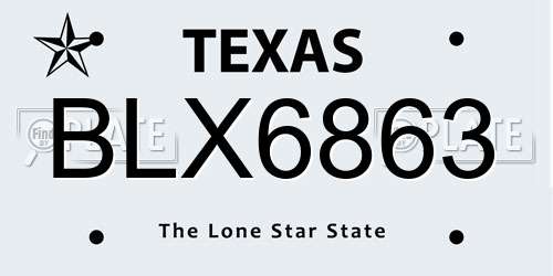 BLX6863 Texas License Plate