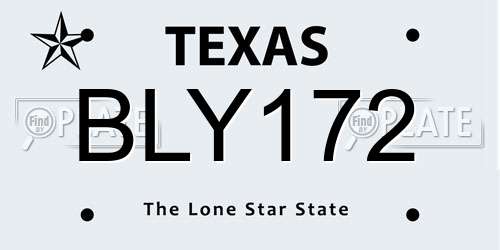 BLY172 Texas License Plate