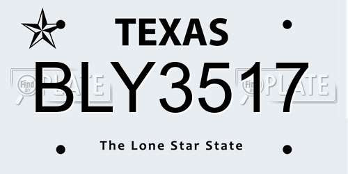BLY3517 Texas License Plate
