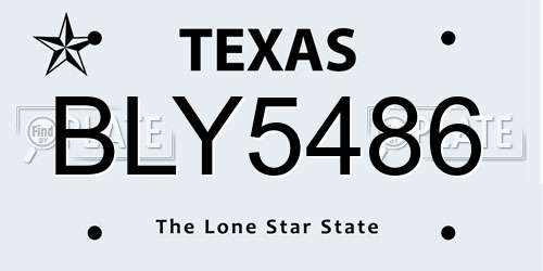 BLY5486 Texas License Plate