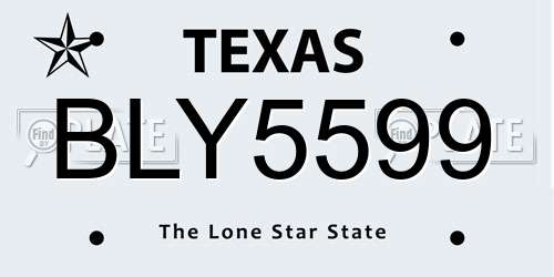 BLY5599 Texas License Plate